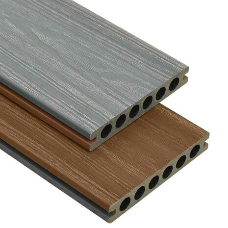Terrasplanken met accessoires 10 m&sup2; 2,2 m HKC bruin en grijs 2