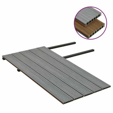 Terrasplanken met accessoires 10 m&sup2; 2,2 m HKC bruin en grijs 3