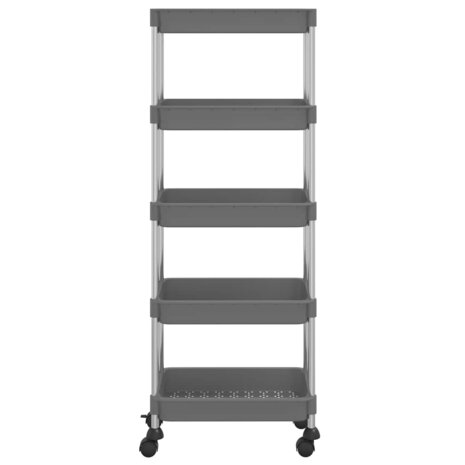 Keukentrolley 5-laags 42x29x128 cm ijzer en ABS grijs 3