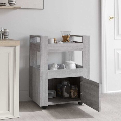 Keukentrolley 60x45x80cm bewerkt hout grijs sonoma eikenkleurig 3
