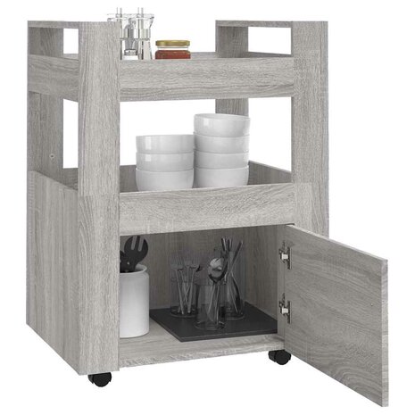 Keukentrolley 60x45x80cm bewerkt hout grijs sonoma eikenkleurig 4