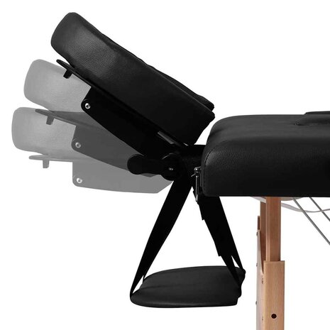 Inklapbare massagetafel 2 zones met houten frame (zwart) 7