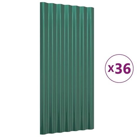 Dakpanelen 36 st 80x36 cm gegalvaniseerd staal groen 2