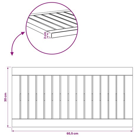 Tafelblad 60,5 x 30 x 2 cm Rechthoekig Massief Acaciahout 8