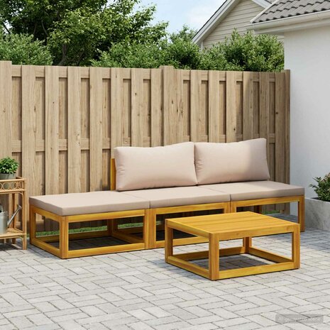 Bankstel 4 st Naturel Massief Acaciahout 1