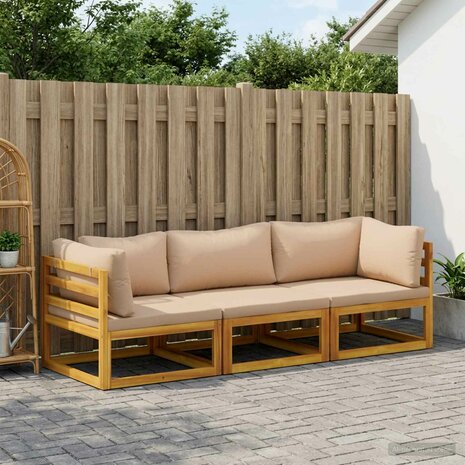 Bankstel 3 st Naturel Massief Acaciahout 1