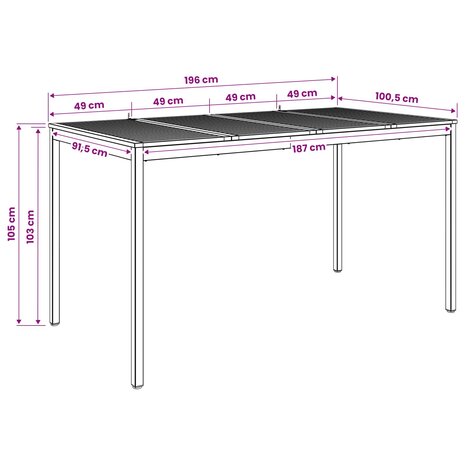 Tuin Bartafel Natuurlijk en Wit 196 x 100,5 x 105 cm 9