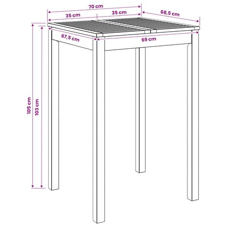 Tuin Bartafel Naturel 70 x 68,5 x 105 cm Massief Acaciahout 7