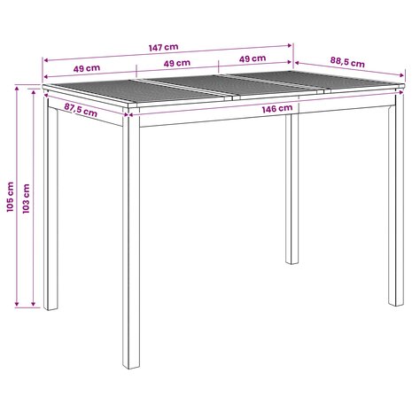 Tuin Bartafel Naturel 147 x 88,5 x 105 cm Massief Acaciahout 8
