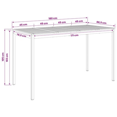 Tuin Bartafel NAARDEN Naturel en Zwart 180 x 88,5 x 105 cm 9