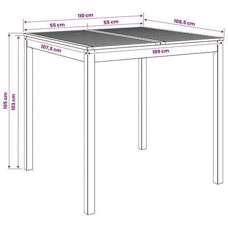 Tuin Bartafel Wit 110 x 108,5 x 105 cm Massief Acaciahout 7