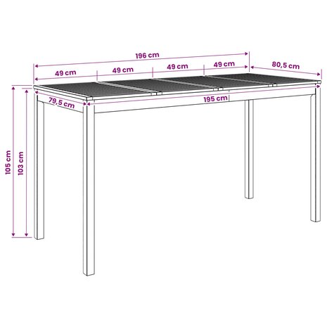 Tuin Bartafel Wit 196 x 80,5 x 105 cm Massief Acaciahout 8