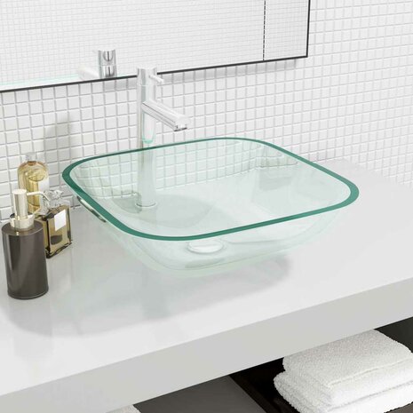 Wasbak 42x42x14 cm glas transparant 1