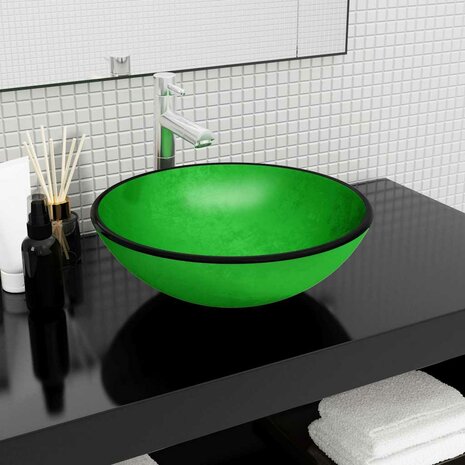 Wasbak 42x14 cm gehard glas groen 1