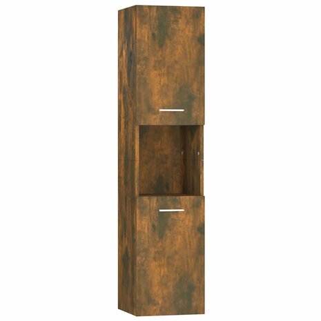 Badkamerkast 30x30x130 cm bewerkt hout gerookt eikenkleurig 2