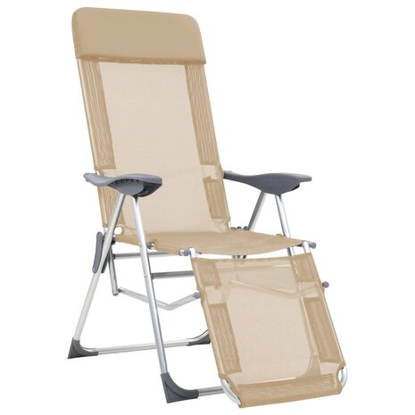 Campingstoelen met voetensteun 2 st inklapbaar textileen cr&egrave;me 2
