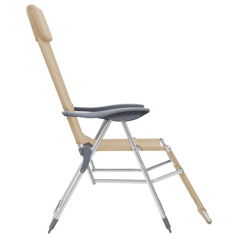 Campingstoelen met voetensteun 2 st inklapbaar textileen cr&egrave;me 5