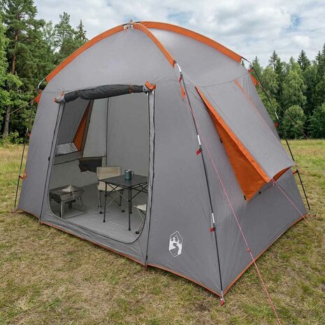 Huisje Tent 3-persoons Grijs en Oranje Polyester 1