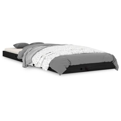 Bedframe massief grenenhout zwart 75x190 cm 2