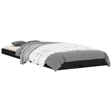 Bedframe massief grenenhout zwart 75x190 cm 3