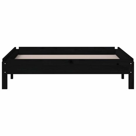 Bed stapelbaar 75x190 cm massief grenenhout zwart 6