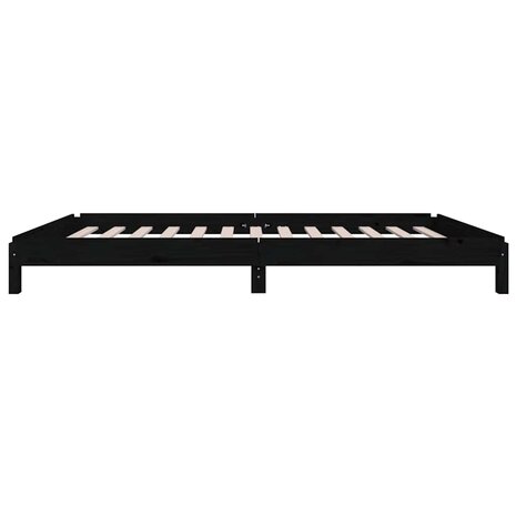Bed stapelbaar 75x190 cm massief grenenhout zwart 7