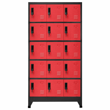 Lockerkast 90x40x180 cm staal antracietkleurig en rood 2