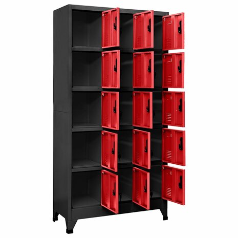 Lockerkast 90x40x180 cm staal antracietkleurig en rood 3