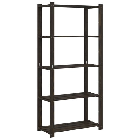 Opbergrek 5-laags 80x38x170 cm massief grenenhout zwart 2