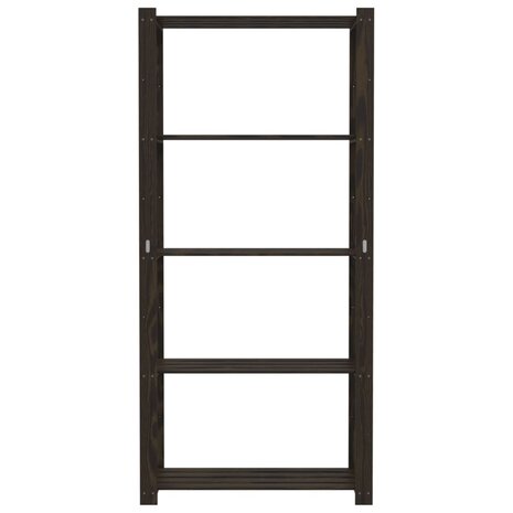 Opbergrek 5-laags 80x38x170 cm massief grenenhout zwart 3