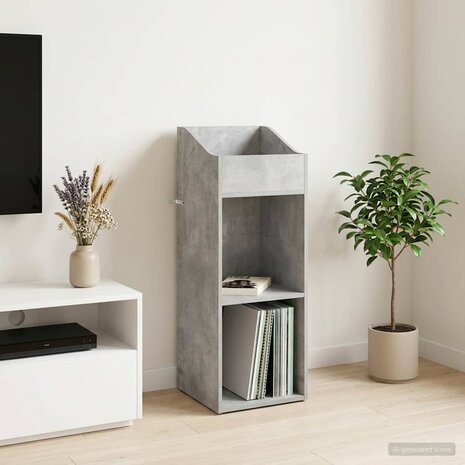 Platenkast Betongrijs 36 x 36 x 95,5 cm Bewerkt hout 1