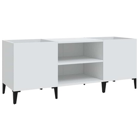 Platenkast 121x38x48 cm bewerkt hout wit 2