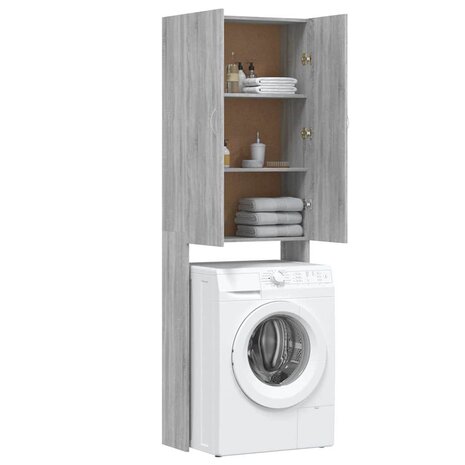 Wasmachinekast 64x25,5x190 cm grijs sonoma eikenkleurig 5