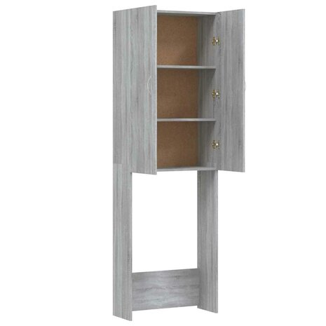 Wasmachinekast 64x25,5x190 cm grijs sonoma eikenkleurig 7
