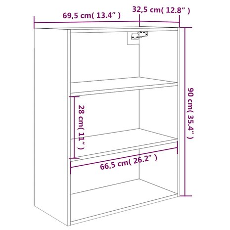 Hangkast 69,5x32,5x90 cm betongrijs 8