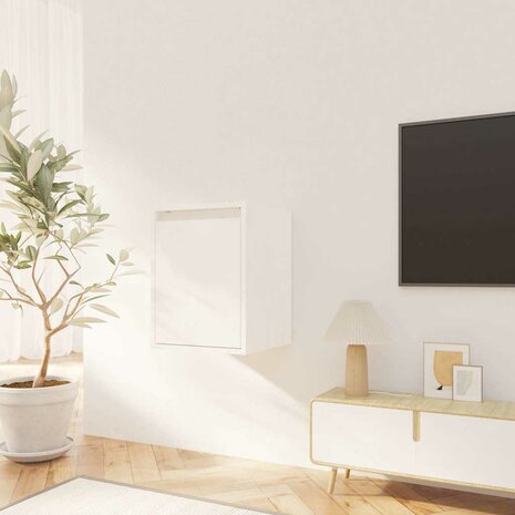 Wandkast 30x30x40 cm massief grenenhout wit 1