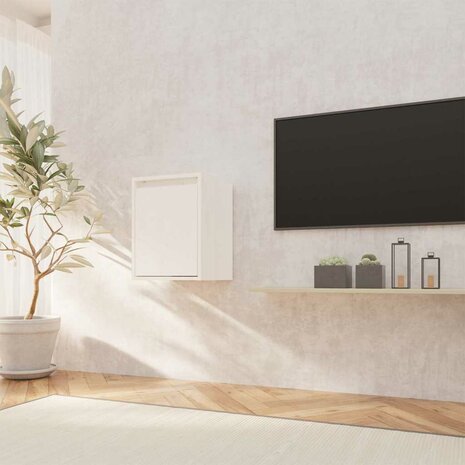 Wandkast 30x30x40 cm massief grenenhout wit 3
