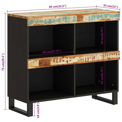 Bijzetkast 85x33x75 cm massief gerecycled hout 9