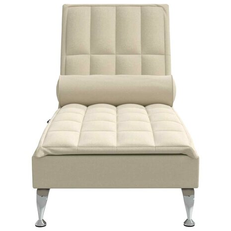 Massage chaise longue met bolster stof cr&egrave;mekleurig 4