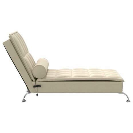 Massage chaise longue met bolster stof cr&egrave;mekleurig 5