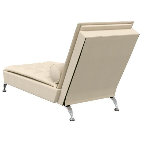 Massage chaise longue met bolster stof cr&egrave;mekleurig 6