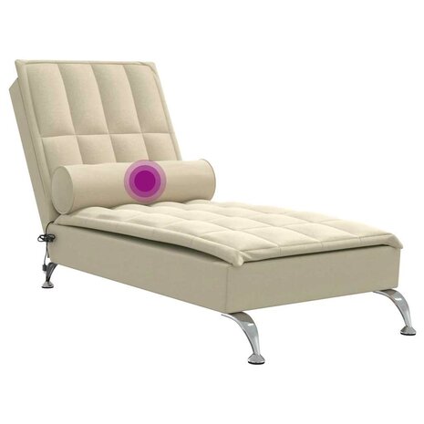 Massage chaise longue met bolster stof cr&egrave;mekleurig 7