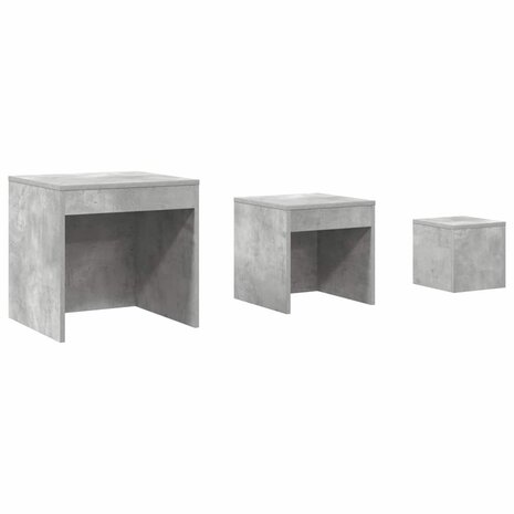 3-delige Tafeltjesset bewerkt hout betongrijs 2