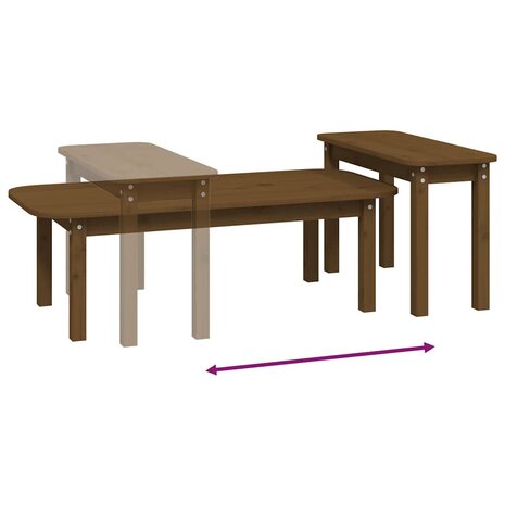 2-delige Salontafelset massief grenenhout honingbruin 8