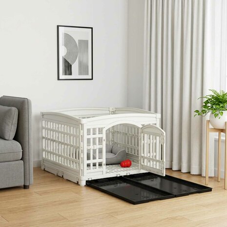4 Paneel Hond Hondenren 122 x 106,5 x 82 cm Kunststof Wit 1