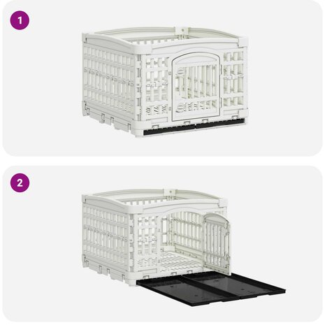 4 Paneel Hond Hondenren 122 x 106,5 x 82 cm Kunststof Wit 8
