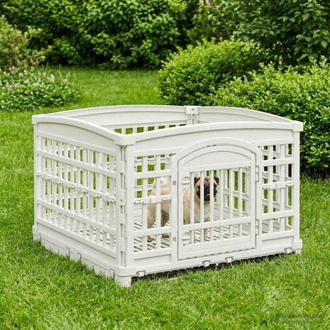4 Paneel Hond Hondenren 177,5 x 154,5 x 112 cm Kunststof Wit 3