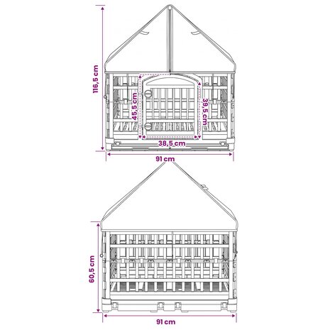 4 Panelen Hondenren met Dak 177,5 x 154,5 x 112 cm Wit 9
