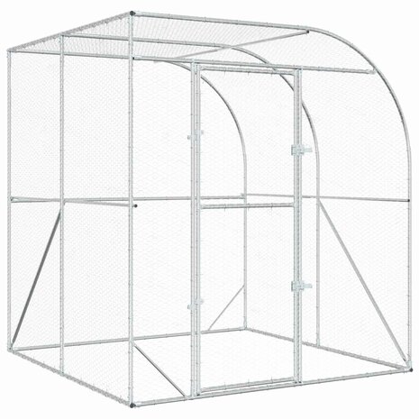 Kippenhok zilver 200 x 200 x 215 cm Gegalvaniseerd staal 2