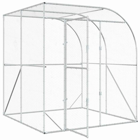 Kippenhok zilver 200 x 200 x 215 cm Gegalvaniseerd staal 3